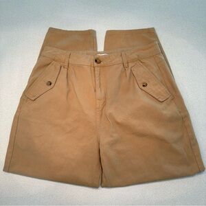 Easel Princeton Button Pocket Pleated Twill Trousers Pants Khaki Women’s Size L